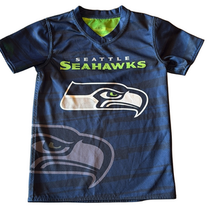 NFL Kids Medium Seattle Seahawks Short Sleeve Flag Football Reversible Jersey